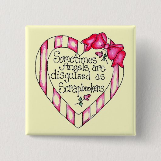 天使のハートのScrapbookerのTシャツおよびギフト 缶バッジ (正面)