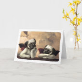 天使のパグの天使のギフト項目 カード (黄色い花)