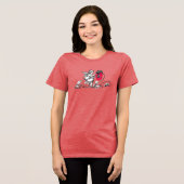 天使のピンクの花の絵 トライブレンドTシャツ (正面全面)