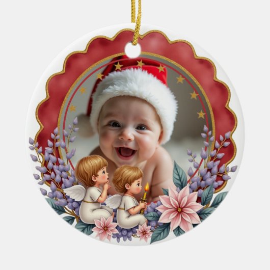 天使のファースト・ノエル 赤ちゃんのクリスマス1st Xmas 両面 セラミックオーナメント (正面)
