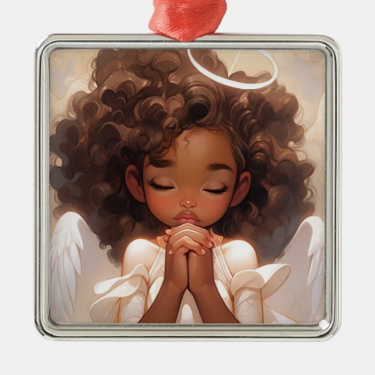 天使のブラックエンジェルクリスマスデライト メタルオーナメント (正面)