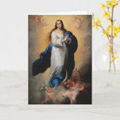 天使のマドンナ ルネサンス絵画グリーティングカード カード (黄色い花)