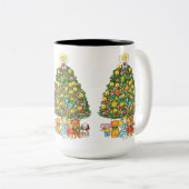 天使のメリークリスマスの木 ツートーンマグカップ (正面右)