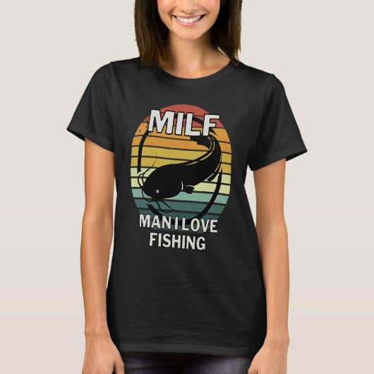 天使のモチーフのナマズ釣り人と釣り人のMI付き Tシャツ (正面)