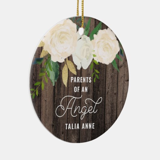 天使の乳児喪失のパーソナライズされた親 セラミックオーナメント (右)