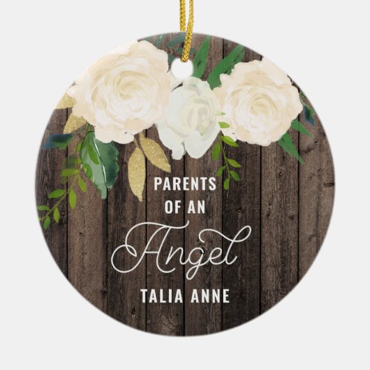 天使の乳児喪失のパーソナライズされた親 セラミックオーナメント (正面)