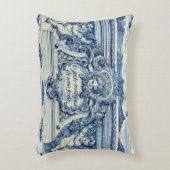 天使の付いたポルトガルの青と白の壁タイル アクセントクッション (正面(垂直))