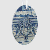 天使の付いたポルトガルの青と白の壁タイル オーナメント (正面)