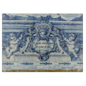 天使の付いたポルトガルの青と白の壁タイル カッティングボード (正面)