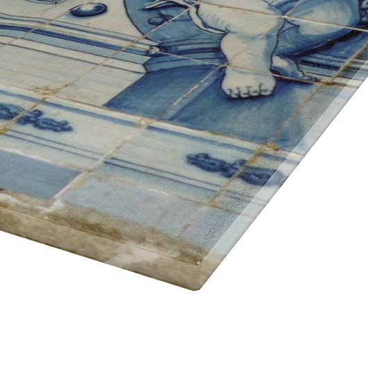 天使の付いたポルトガルの青と白の壁タイル カッティングボード (角)