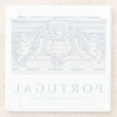 天使の付いたポルトガルの青と白の壁タイル ガラスコースター (裏面)