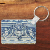 天使の付いたポルトガルの青と白の壁タイル キーホルダー (正面)