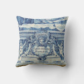 天使の付いたポルトガルの青と白の壁タイル クッション (裏面)