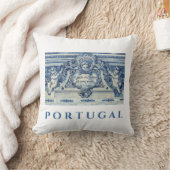 天使の付いたポルトガルの青と白の壁タイル クッション (ブランケット)