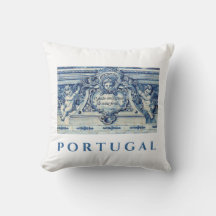 天使の付いたポルトガルの青と白の壁タイル