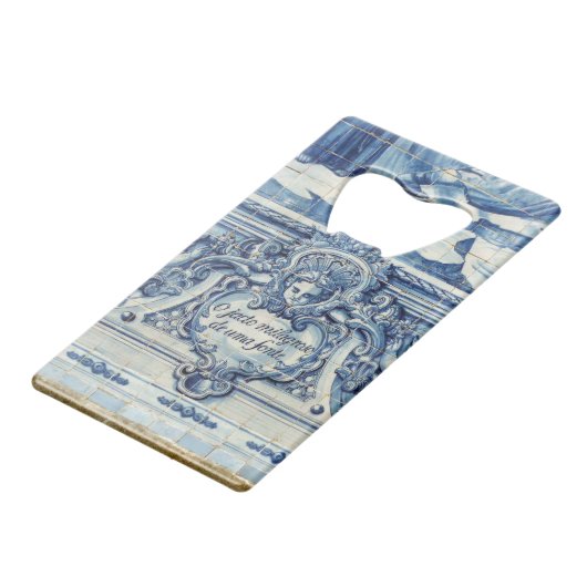 天使の付いたポルトガルの青と白の壁タイル クレジットカード栓抜き (裏面アングル)