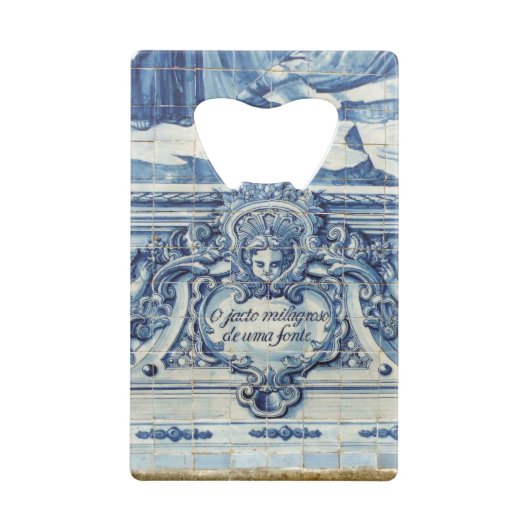 天使の付いたポルトガルの青と白の壁タイル クレジットカード栓抜き (裏面)