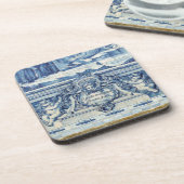 天使の付いたポルトガルの青と白の壁タイル コースター (左側)