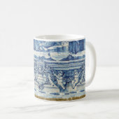 天使の付いたポルトガルの青と白の壁タイル コーヒーマグカップ (正面右)