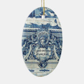 天使の付いたポルトガルの青と白の壁タイル セラミックオーナメント (右)