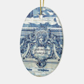 天使の付いたポルトガルの青と白の壁タイル セラミックオーナメント (左)
