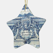 天使の付いたポルトガルの青と白の壁タイル セラミックオーナメント (左)