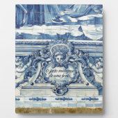 天使の付いたポルトガルの青と白の壁タイル フォトプラーク (正面)