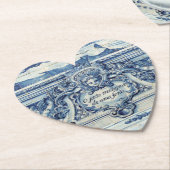 天使の付いたポルトガルの青と白の壁タイル ペーパーコースター (アングル)