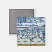 天使の付いたポルトガルの青と白の壁タイル マグネット (正面/裏面)