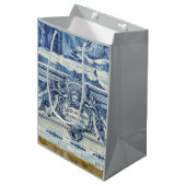 天使の付いたポルトガルの青と白の壁タイル ミディアムペーパーバッグ (正面アングル)