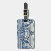 天使の付いたポルトガルの青と白の壁タイル ラゲッジタグ (正面縦)