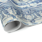 天使の付いたポルトガルの青と白の壁タイル ラッピングペーパー (ロールコーナー)