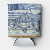 天使の付いたポルトガルの青と白の壁タイル 缶クーラー (正面)