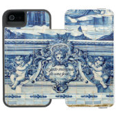 天使の付いたポルトガルの青と白の壁タイル INCIPIO iPhoneウォレットケース (フォリオ Open)
