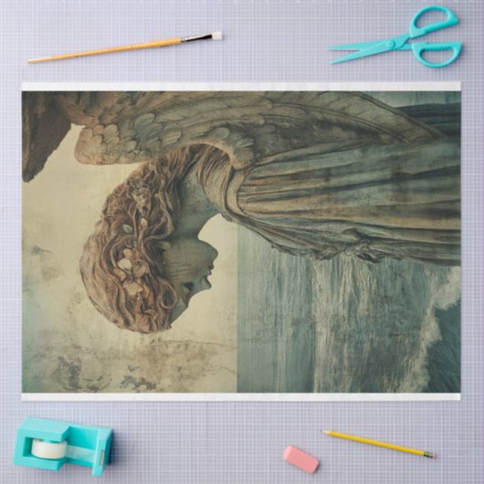 天使の像とパティナ・デクページ 薄葉紙 (クラフト)