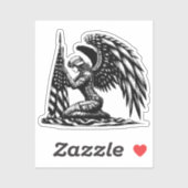 天使の兵士の女性アメリカ国旗の愛国芸術 シール (シート)