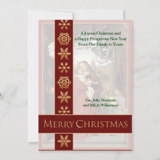 天使の冠を飾ったマリア – ヴィンテージクリスマス シーズンカード (裏面)