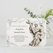 天使の十字のキリスト教の結婚式招待状 招待状 (スタンド正面)