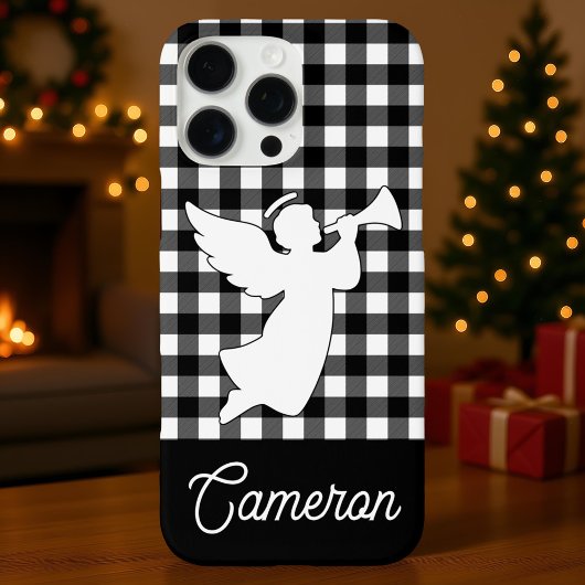 天使の名前入り黒白チェック柄 Case-Mate iPhoneケース