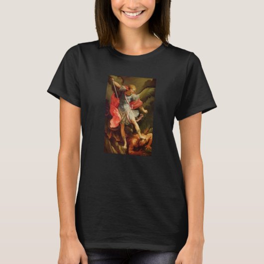天使の大天使マイケルがサタンを倒す Tシャツ (正面)