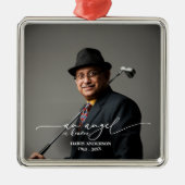 天使の天国白黒記念写真 メタルオーナメント (正面)