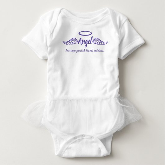 天使の女の子の名前と意味エンジェルウイングパープル ベビーボディスーツ (正面)