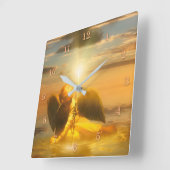 天使の子が世界を照らす スクエア壁時計 (傾斜)