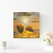 天使の子が世界を照らす スクエア壁時計 (ホーム)