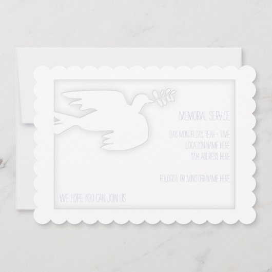 天使の子供の葬儀のお知らせを受け取る 招待状 (裏面)