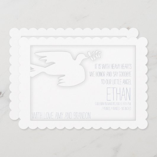 天使の子供の葬儀のお知らせを受け取る 招待状 (正面/裏面)