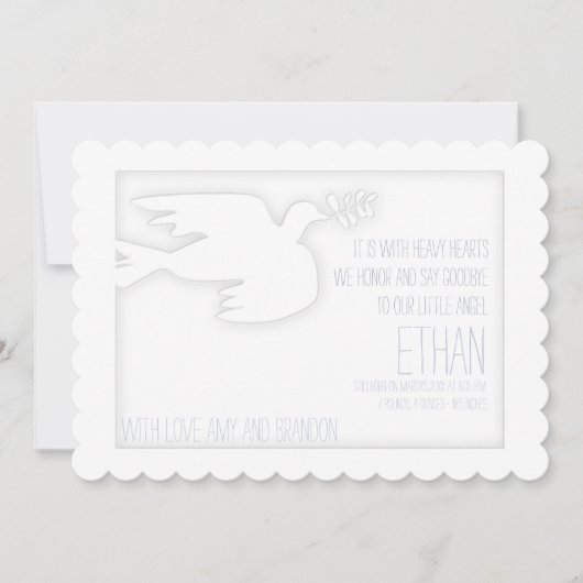 天使の子供の葬儀のお知らせを受け取る 招待状 (正面)