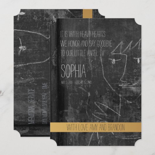 天使の子供の葬儀のお知らせ 招待状 (正面/裏面)