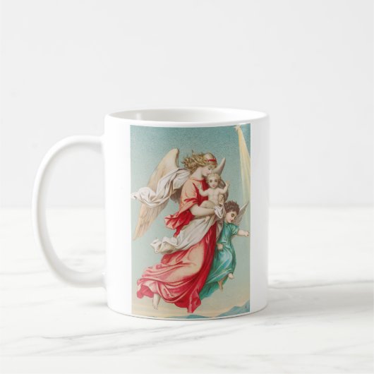 天使の守護 子供を抱えるエーテルアート コーヒーマグカップ (左)