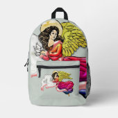 天使の平和と調和 プリントバックパック (正面)